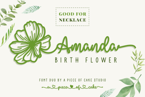 Amanda Birth Flower Duo: Elegant Script & Sans Serif Fonts